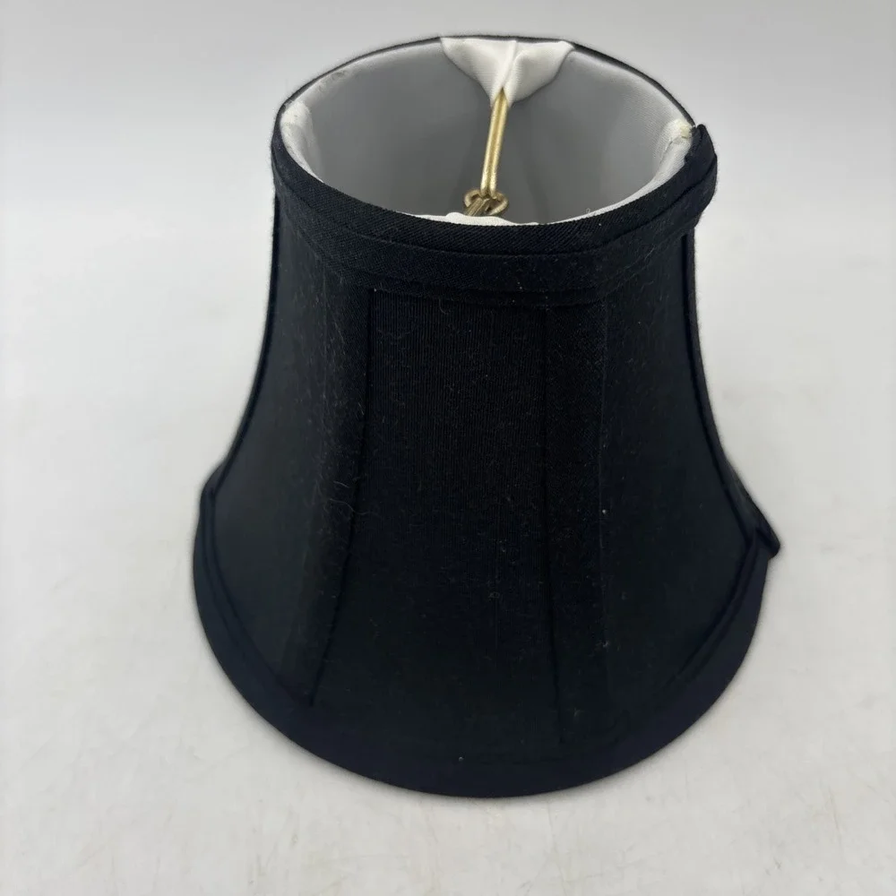 Small Clip On Lamp Shade Bell Shape Black Fabric 5x3x6 In With Frame Clip